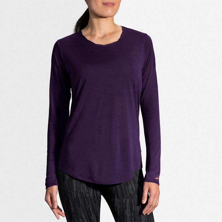 Brooks Distance Israel - Women's Long Sleeve Running Shirt - Purple (23065-VKXC)